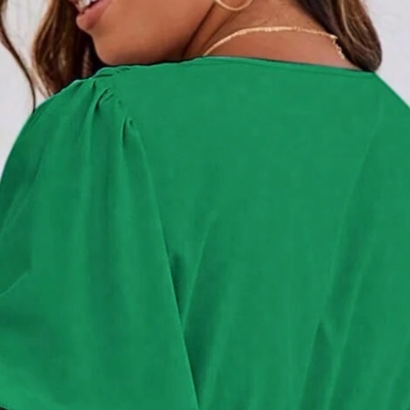 Plus Colorful Surplice Butterfly Sleeve Belted Blouse - Picture 2 of 6